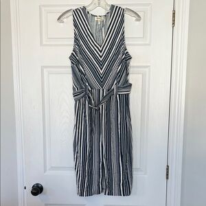 Monteau Black and White Chevron Midi Dress
